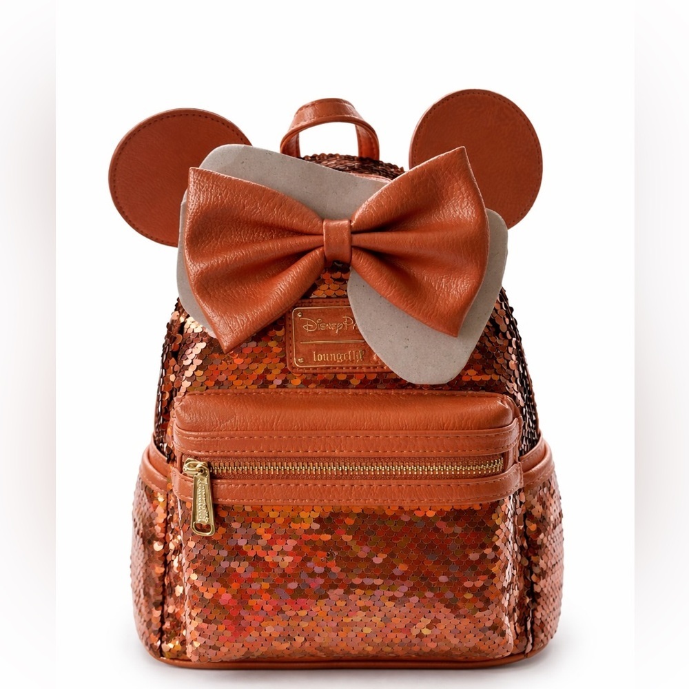 NWT-Disney Loungefly Minnie Mouse  Orange Sequence Backpack